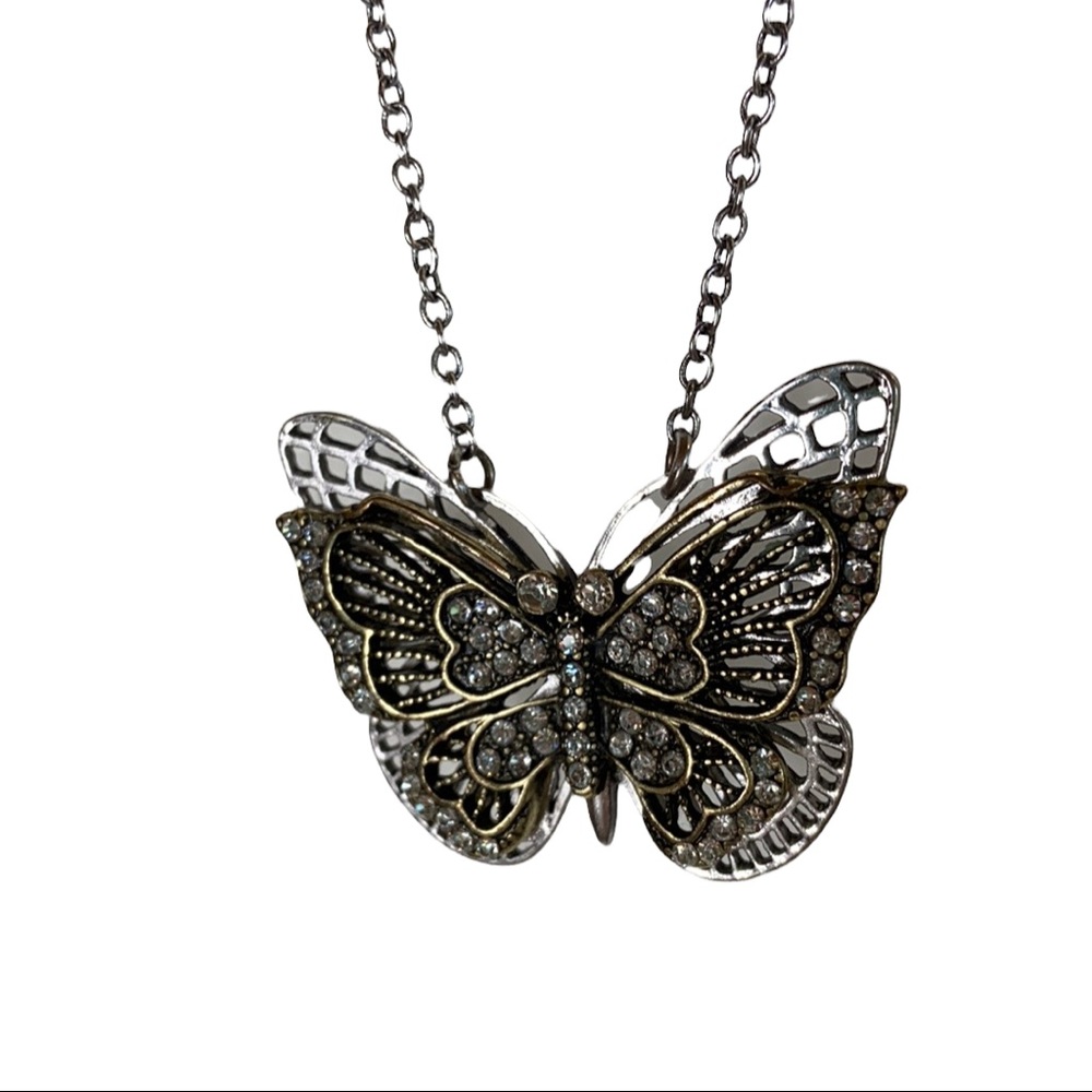 Metallic Butterfly Necklace with Extender